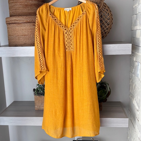 Indigo Rose Gauze Fully Lined Flowing Dress India Style Influence - Picture 1 of 5